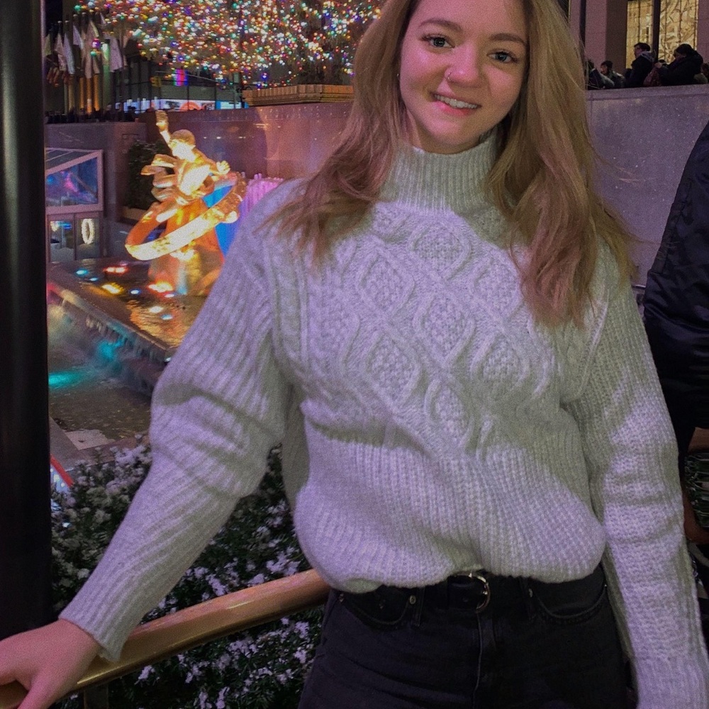 Grey Cable Knit Sweater